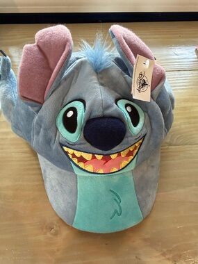 Disney Stitch Plush Hat in Blue with Pink Ears